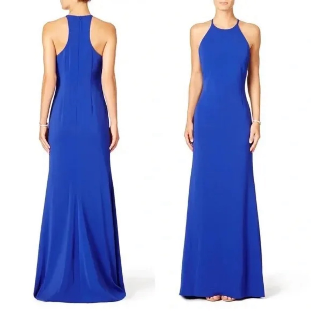 Badgley Mischka Homecoming Gown! Cobalt Royal Blue Gown Racer Back Trumpet Flare